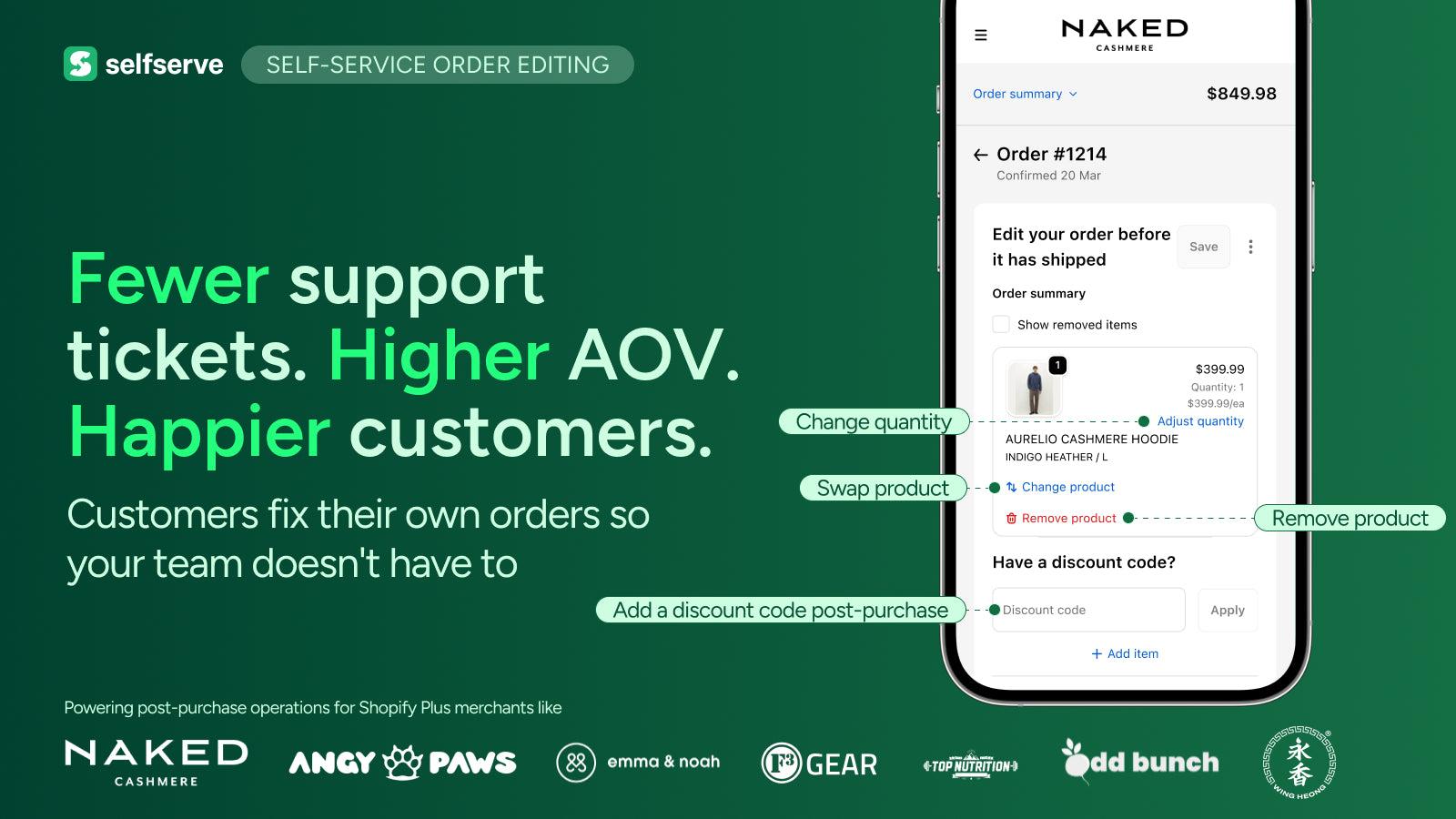 Self-service order editing portal to save support hours