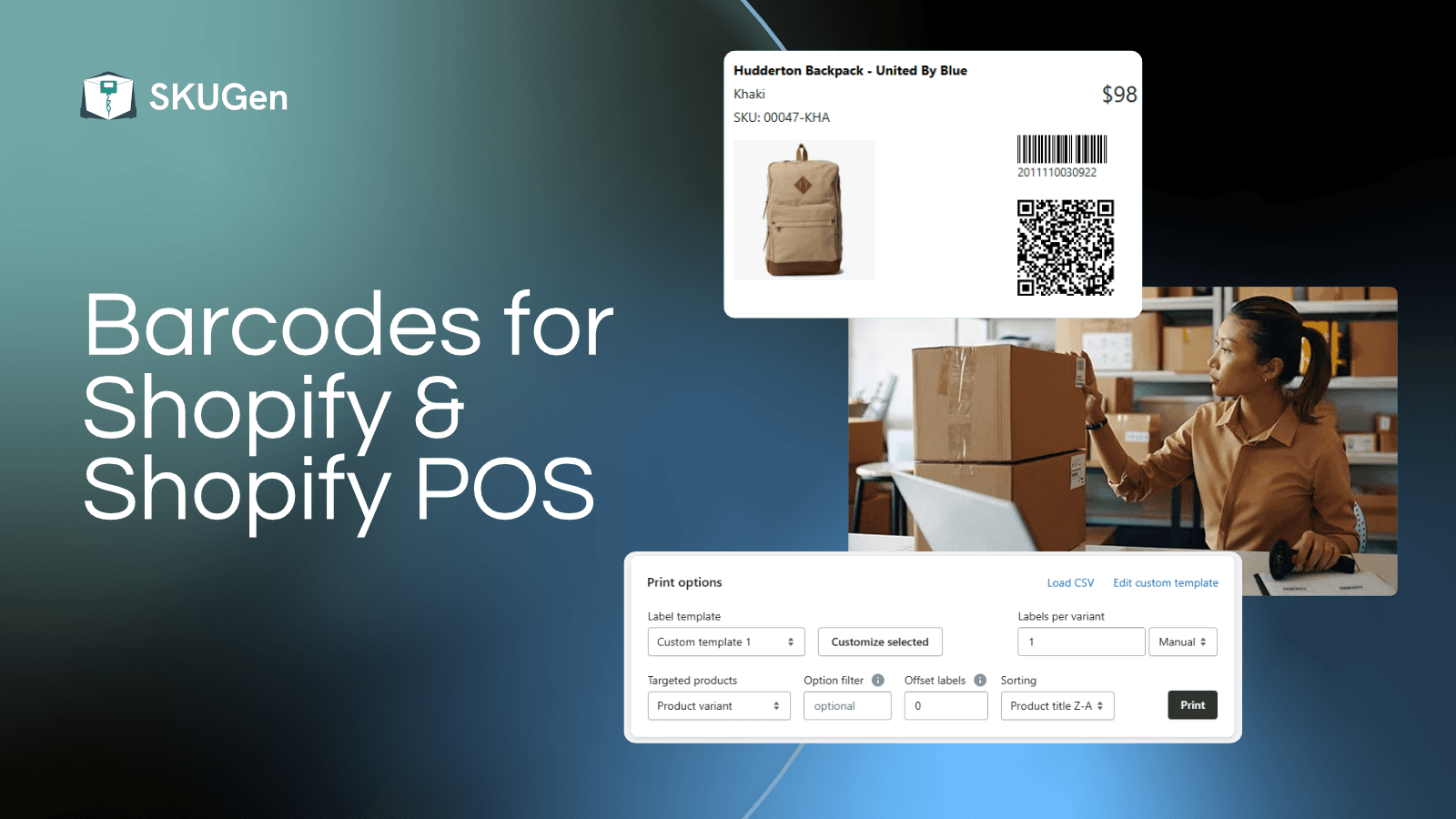 SKU & barcode generator for printing product labels (GTIN, UPC)