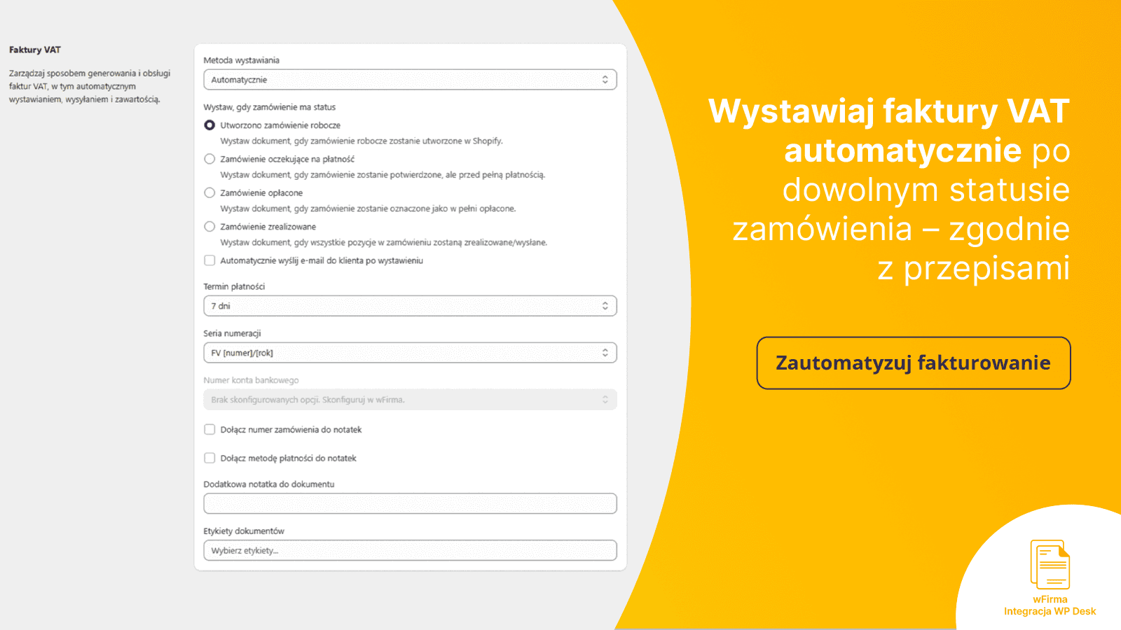 Automatyczne wystawianie faktur VAT z Shopify