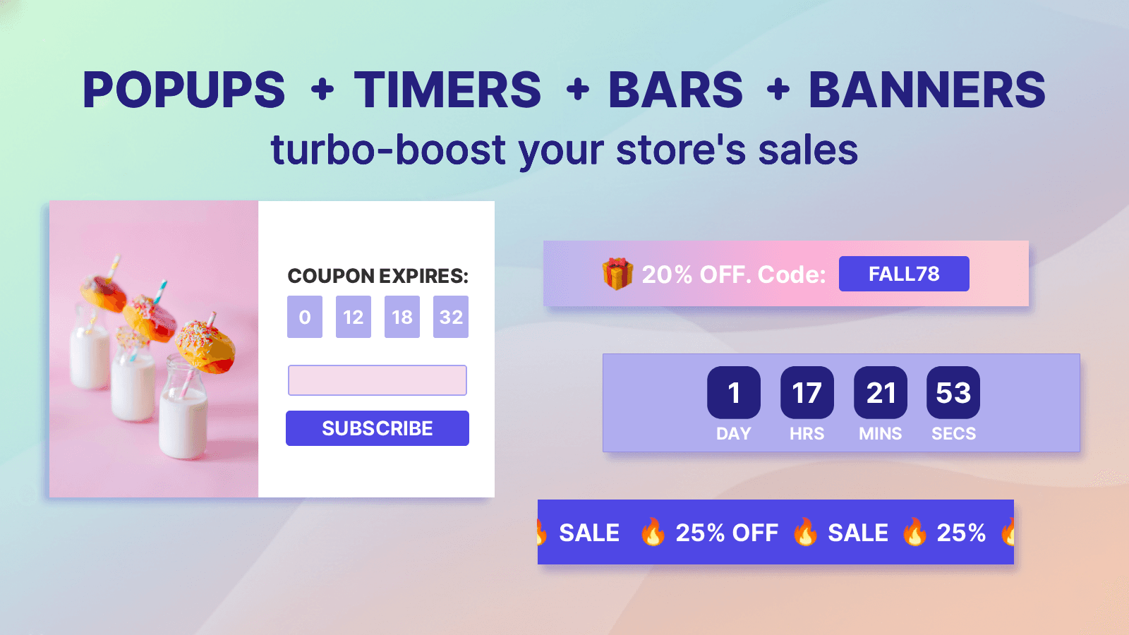 Announcement Bar, Email Popups, Top Bar, Countdown Timer Bar