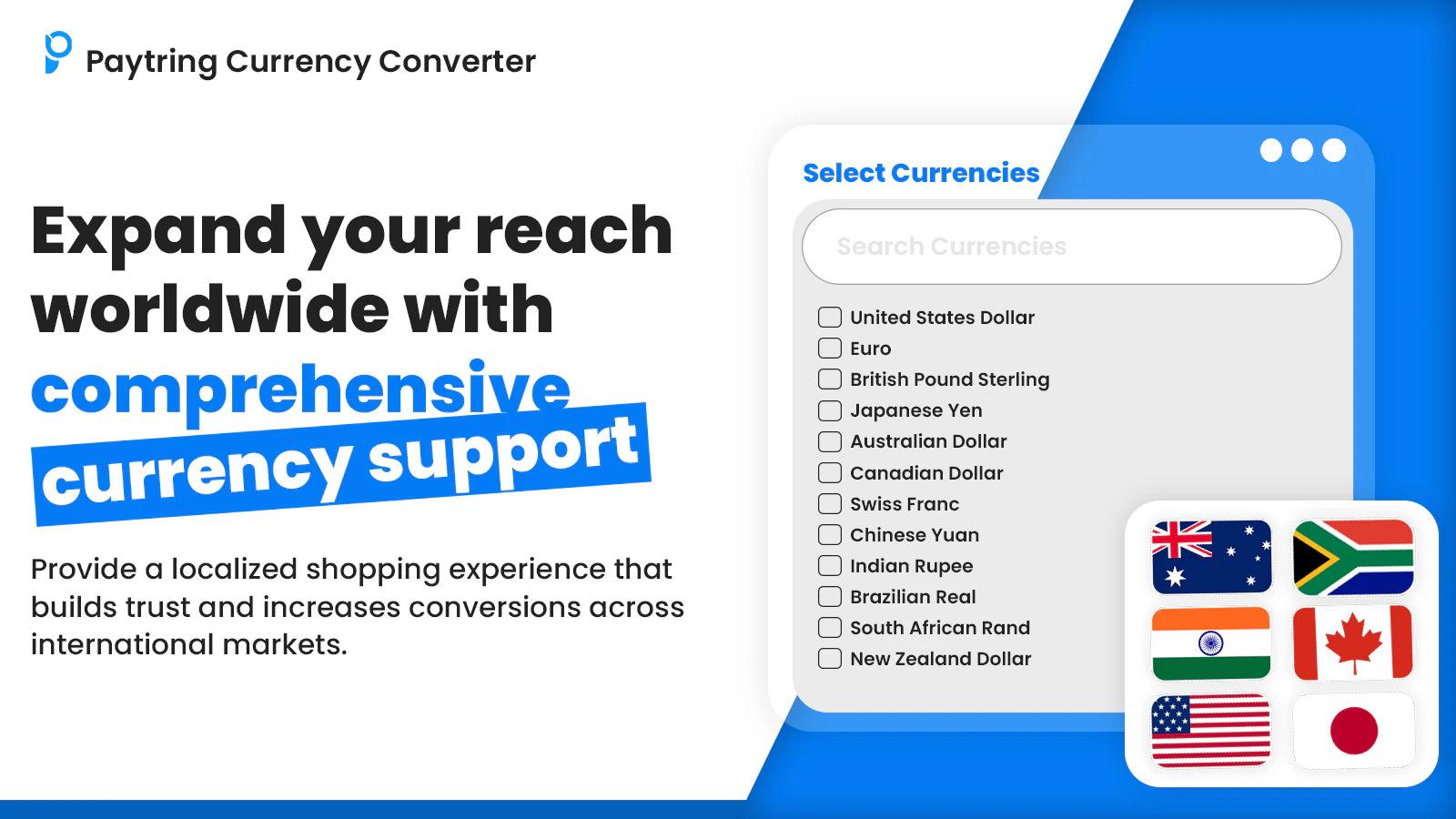 Automatic currency converter with Geolocation. Seamless checkout