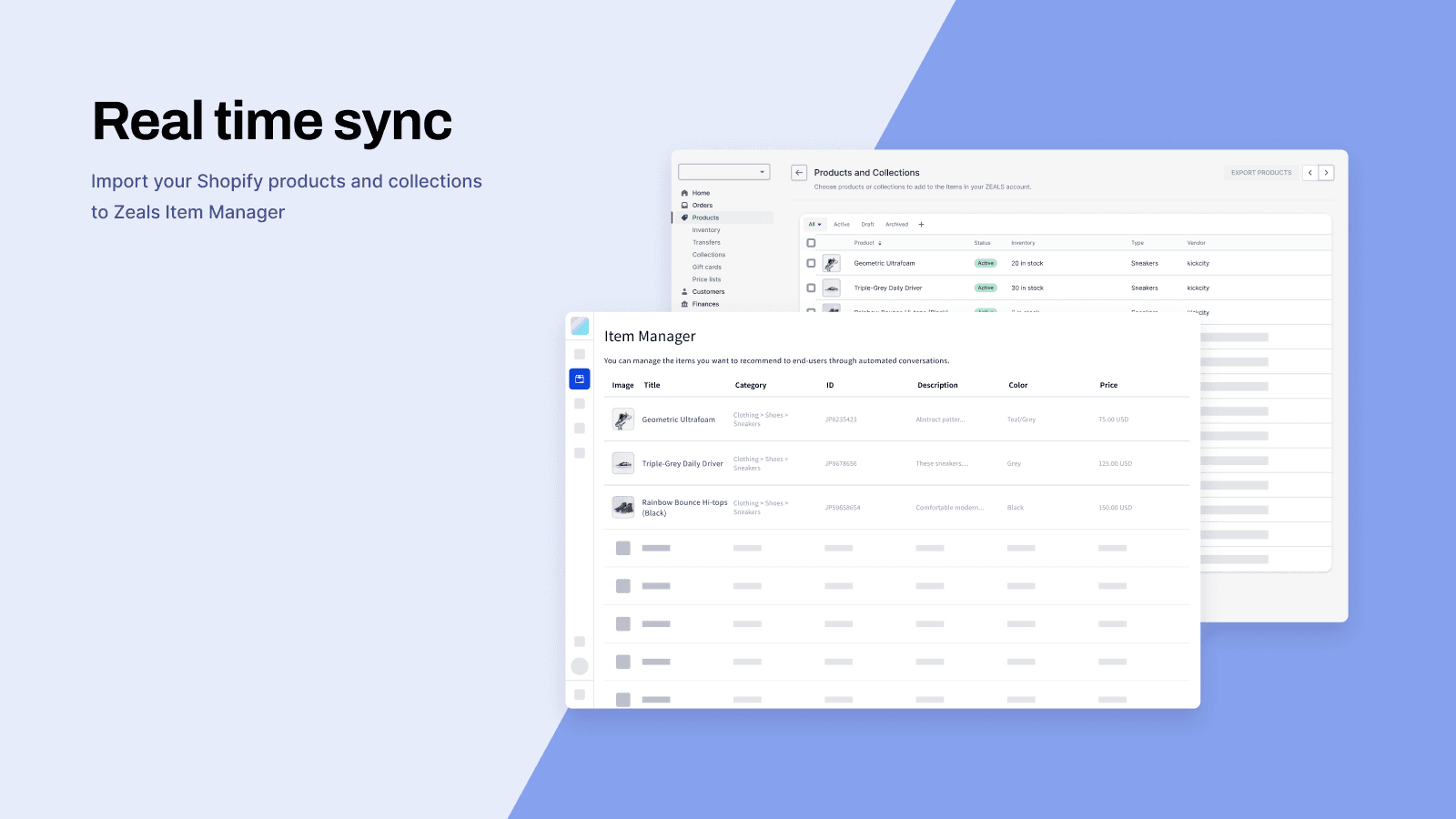 Sync product data real time to Zeals platform