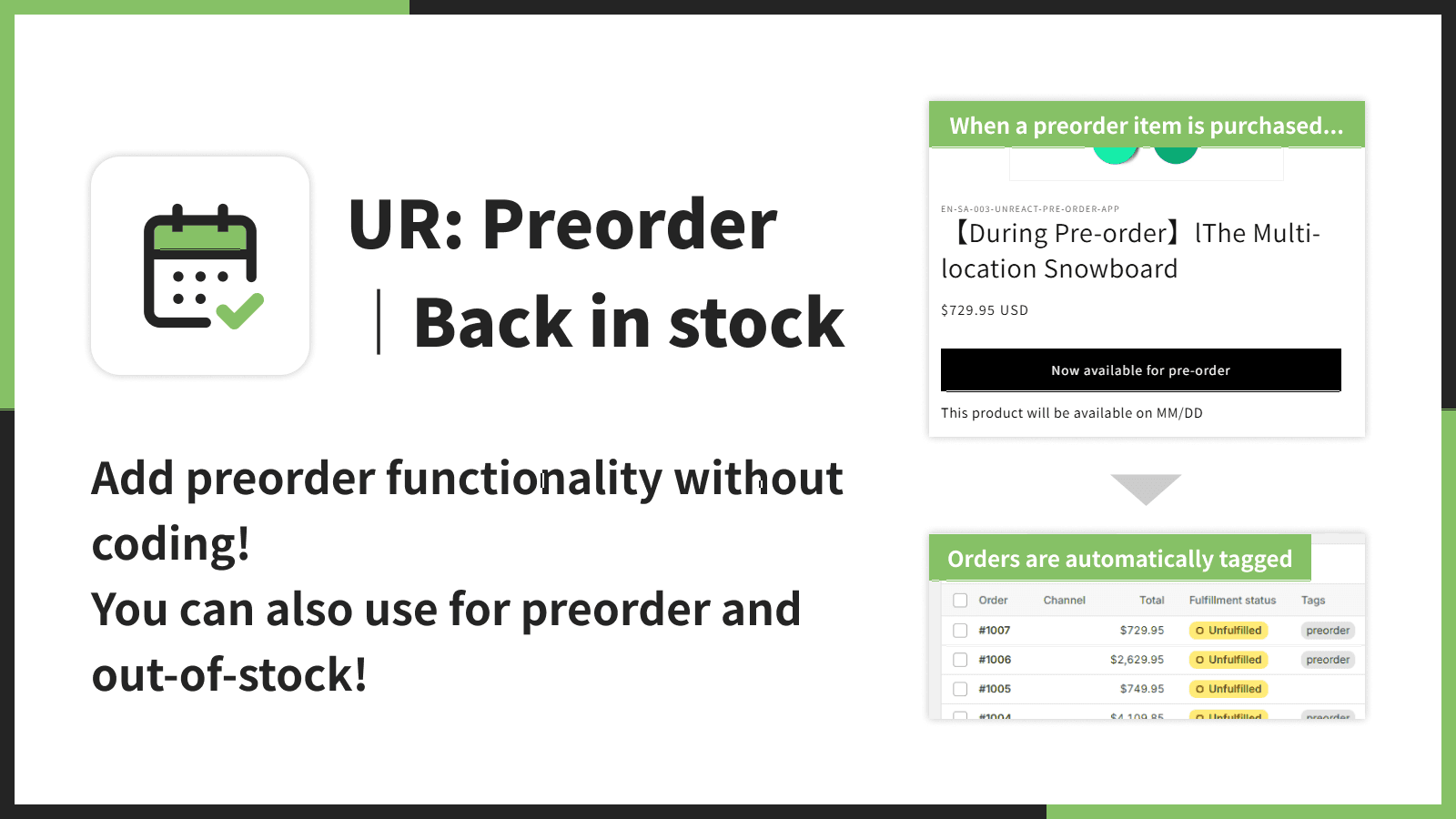 Add pre-order functionality without coding!