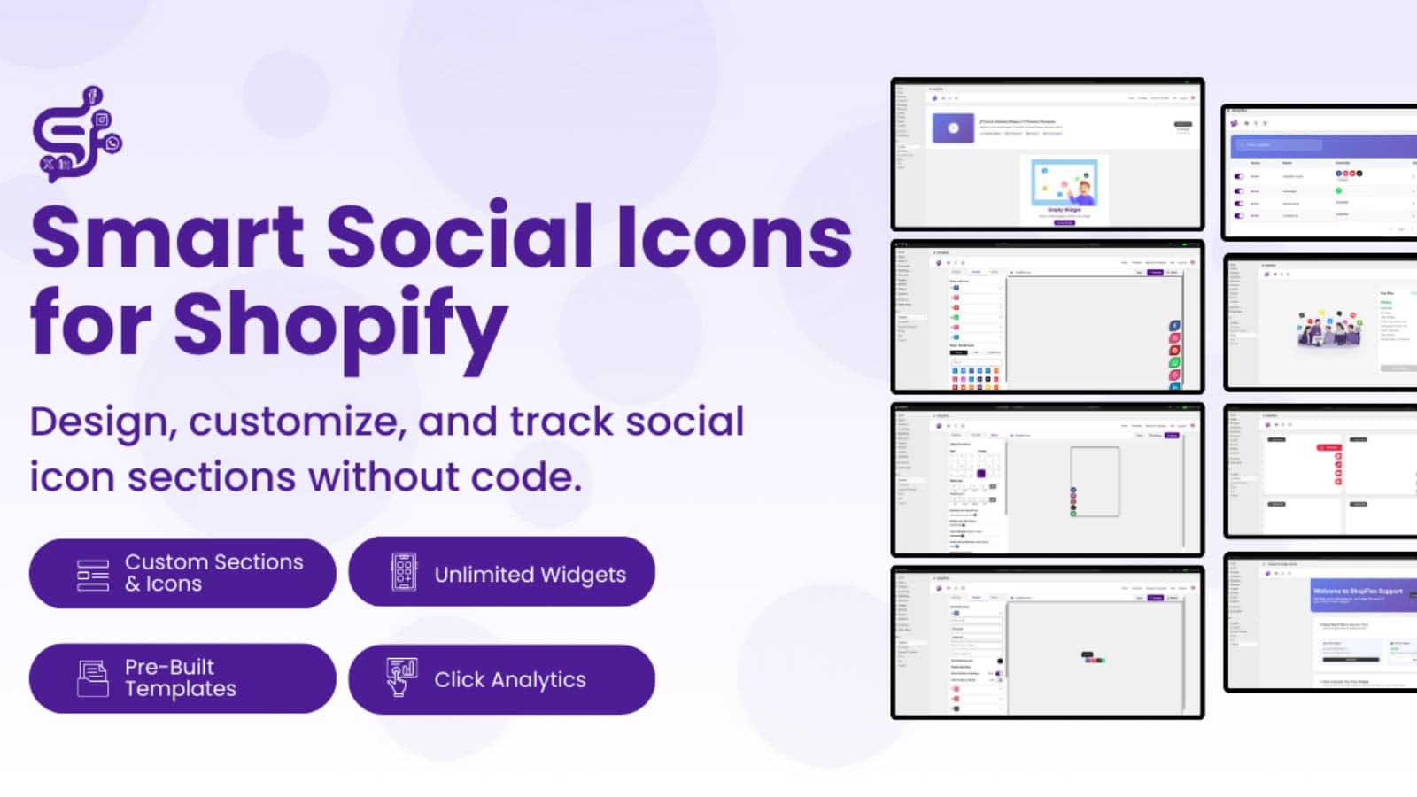 Shopflex, social icons, social media