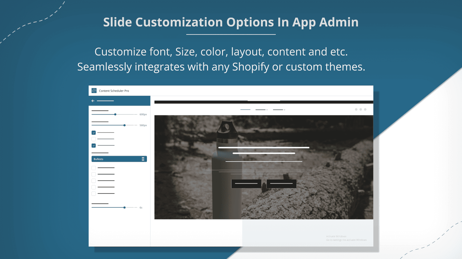 Completely customizable banner content styling and settings