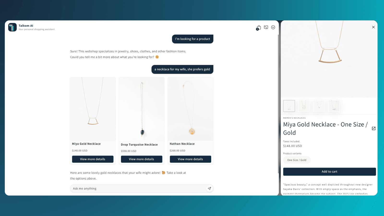 AI Shopping Interface