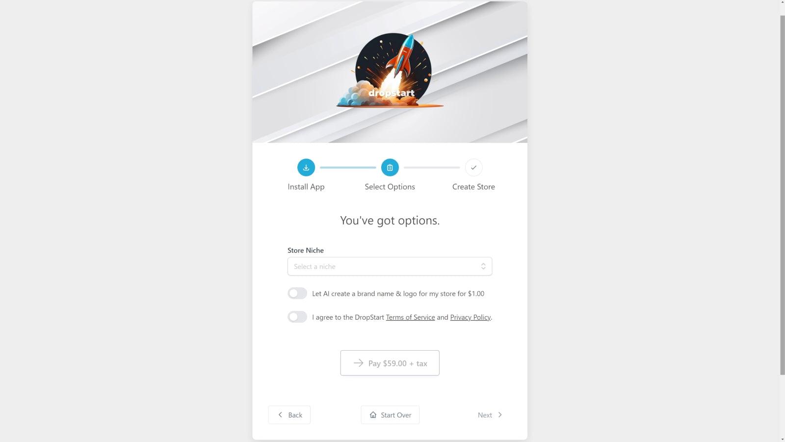 Only two steps to a newly customized store with real products