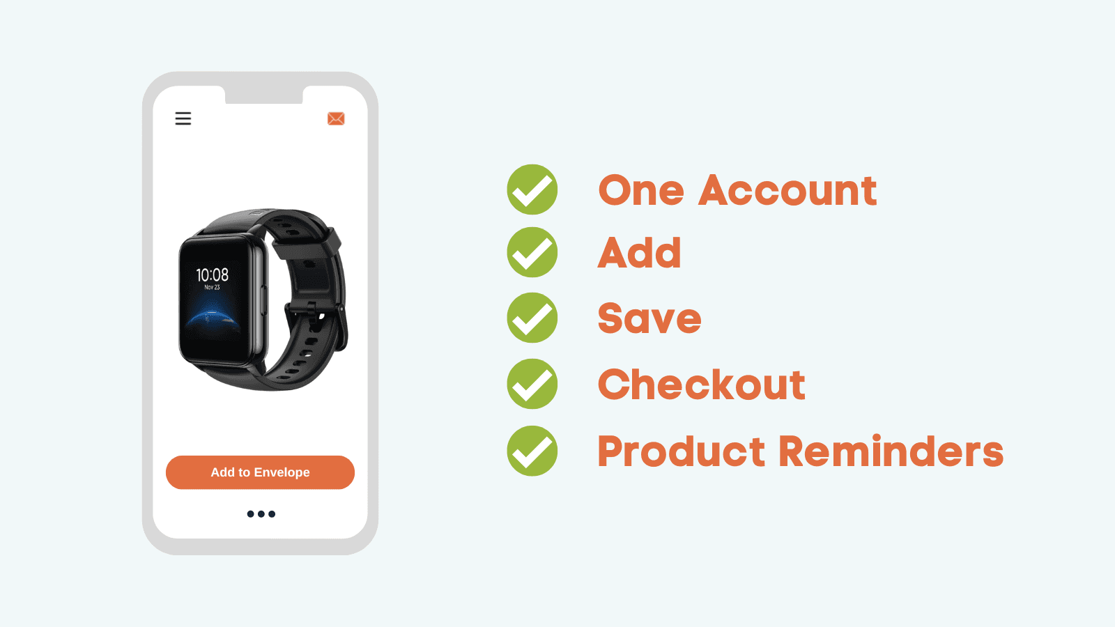 Envelope lets customers add, save, share and checkout.