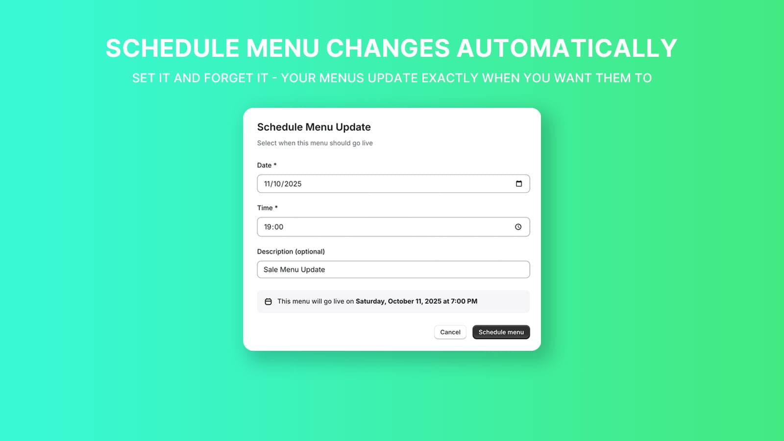 Baselayer Menu Schedule Manager