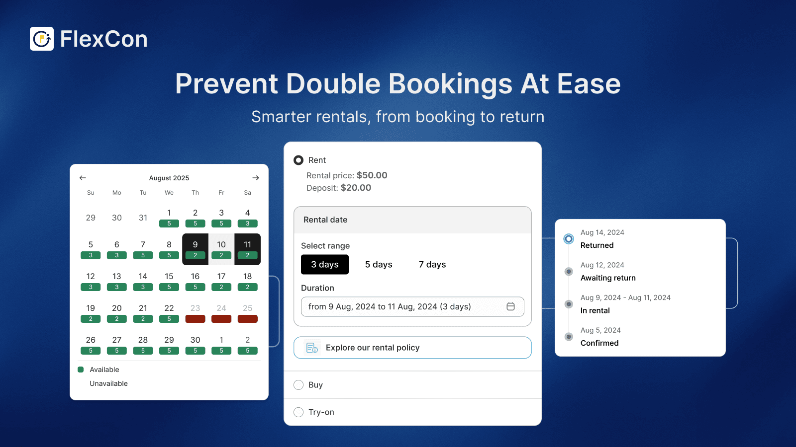 Prevent Double Bookings with smart calendar & order management
