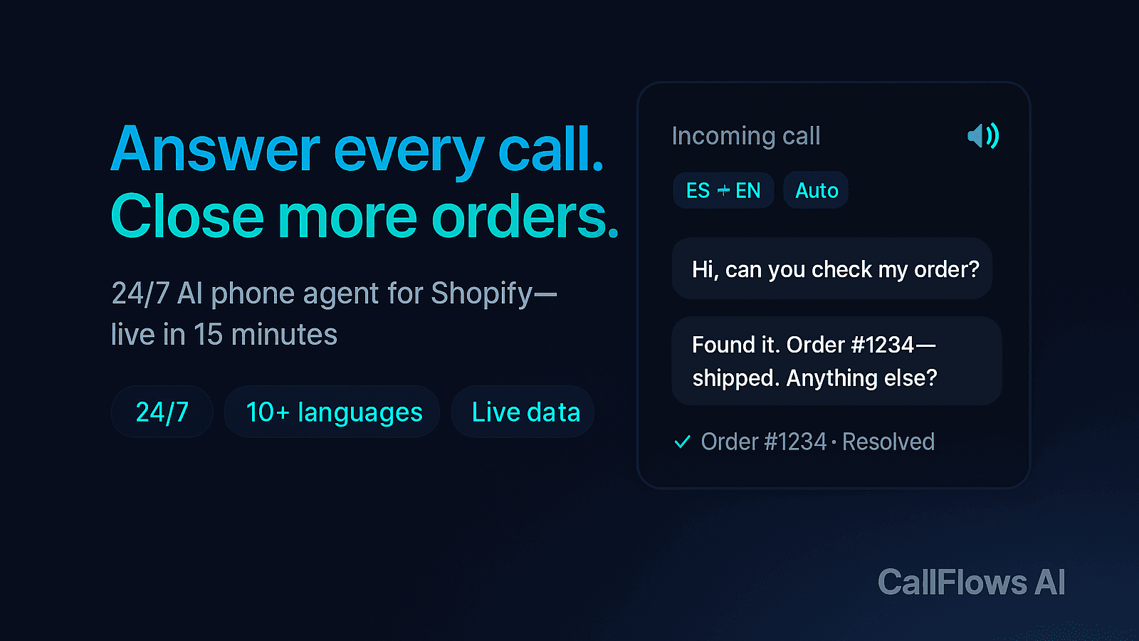 CallFlows AI: 24/7 AI phone agent setup & analytics