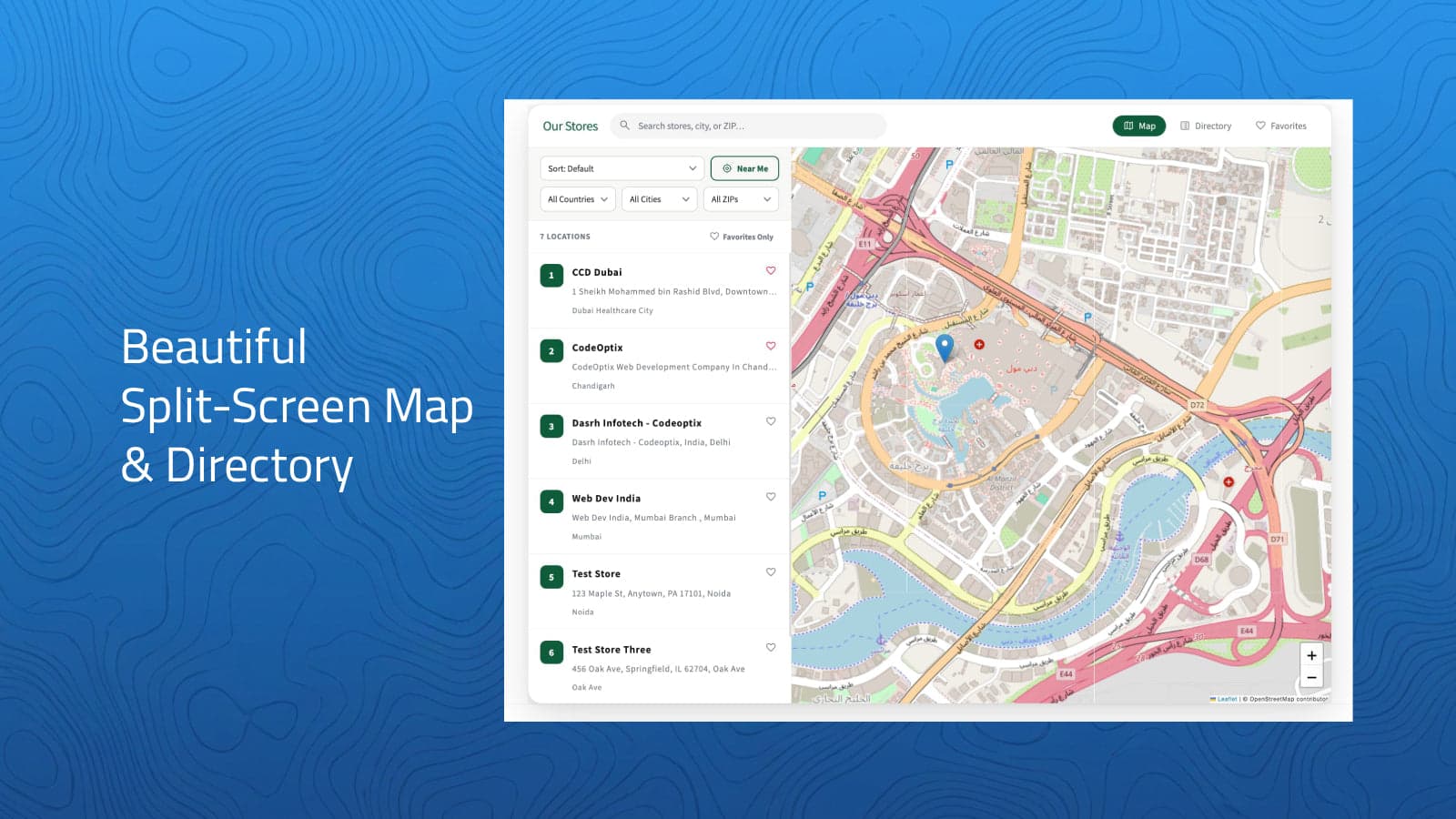 Beautiful Split-Screen Map & Directory