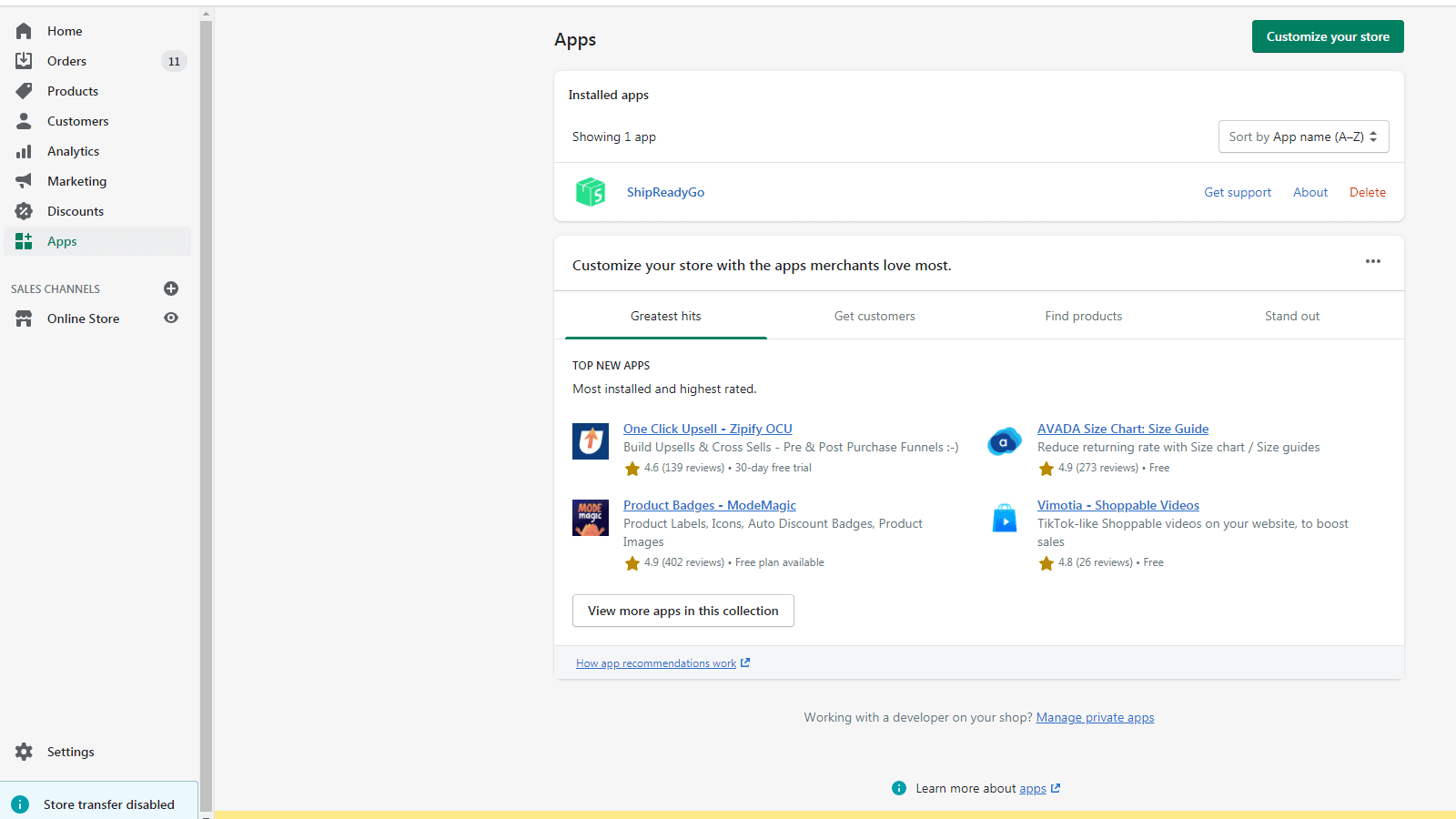 Find out Apps page and click “Shipreadygo” to open the App