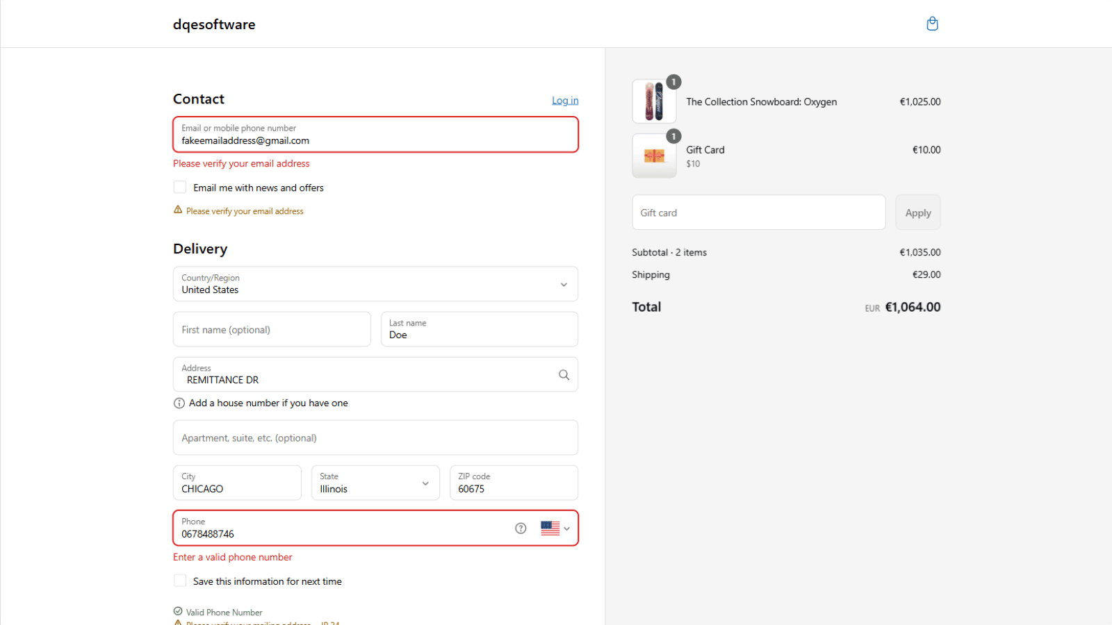 Email address and phone number validation