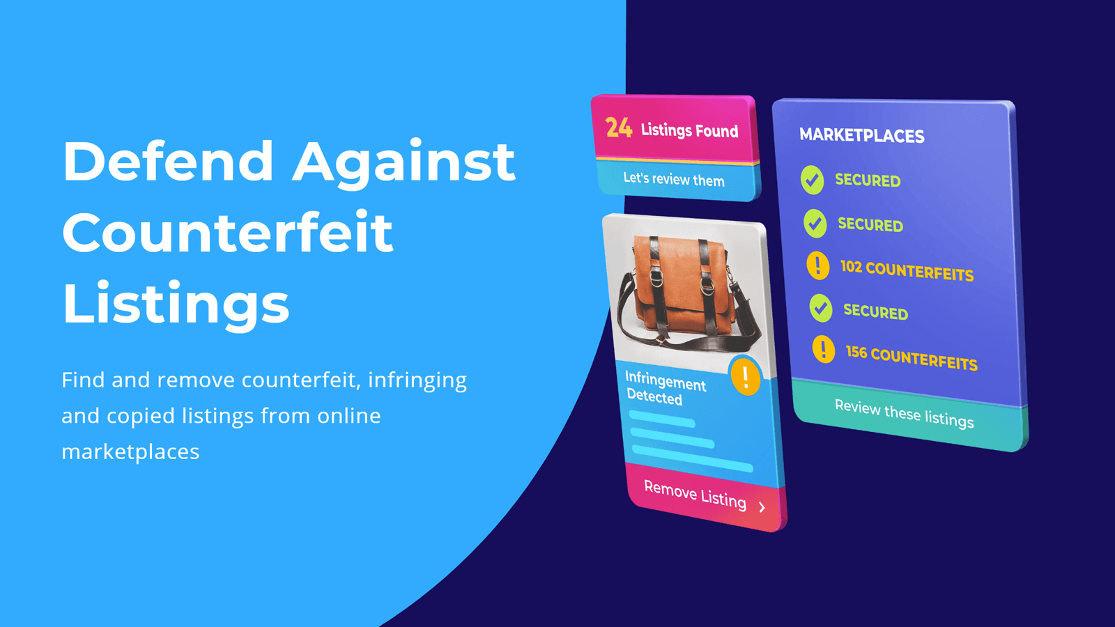 IP Moat overview. Find and remove counterfeit listings