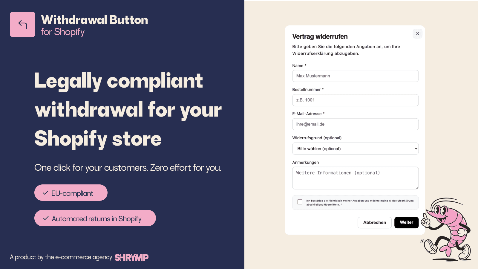 legally compliant withdrawal for your shopify store