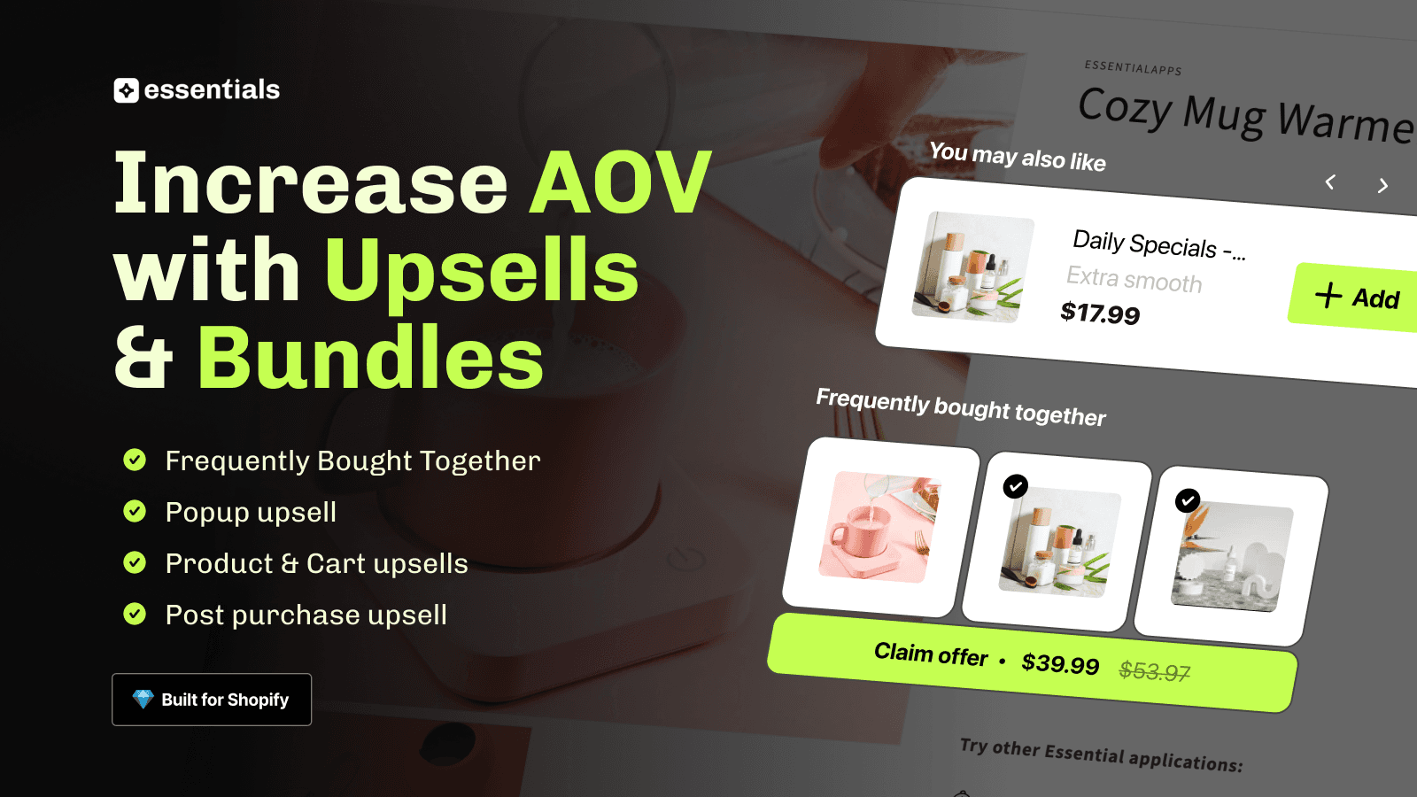 incrase shopify store aov with upsells and FBT bundles