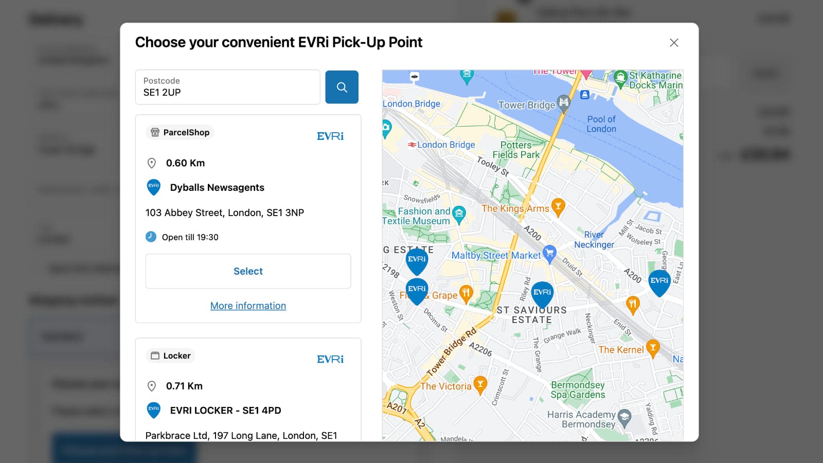 Parcelshop Finder