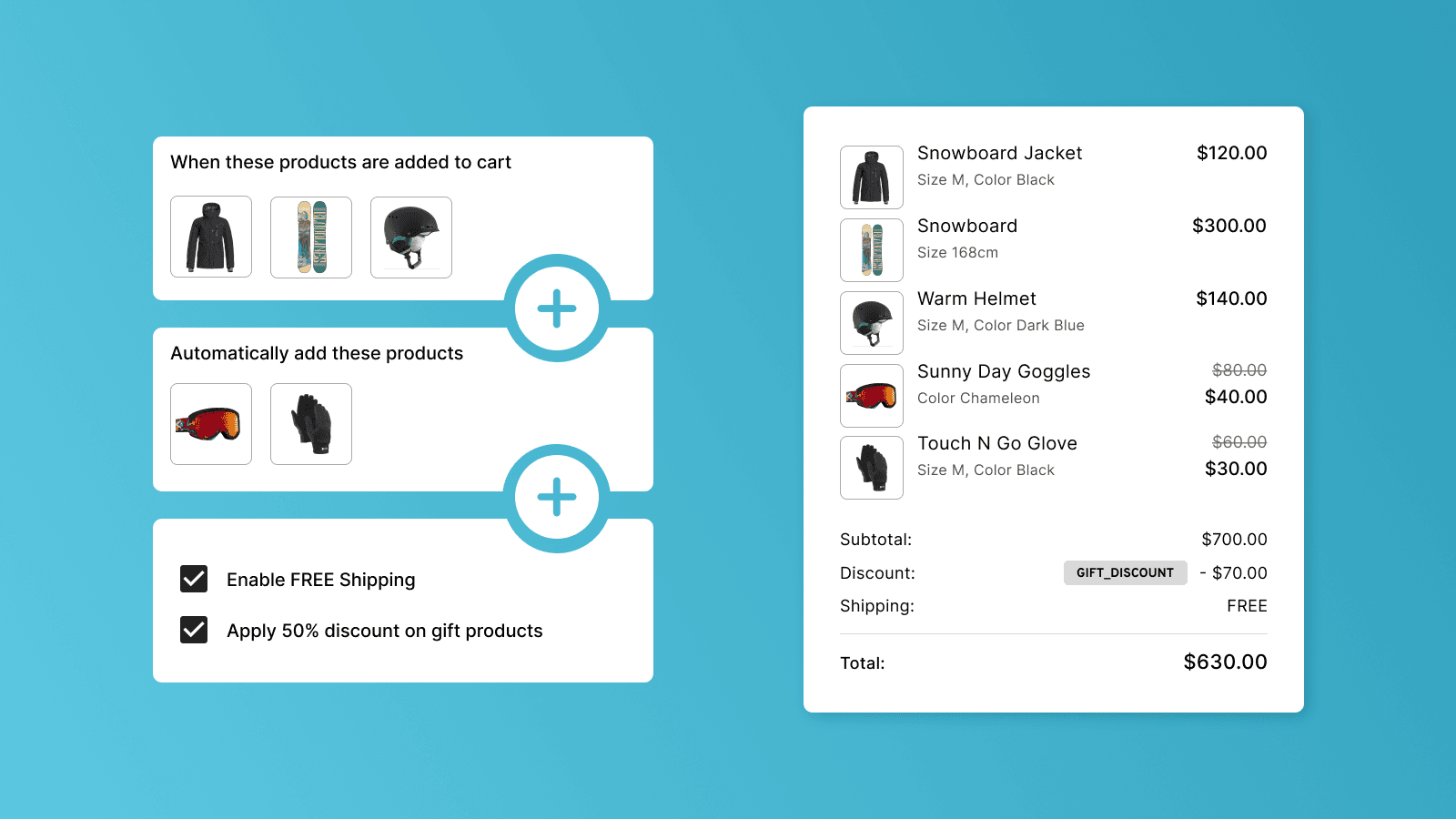 Gift with product + auto add to cart