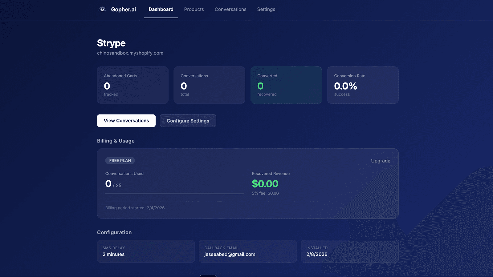 Dashboard to see your recovered revenue