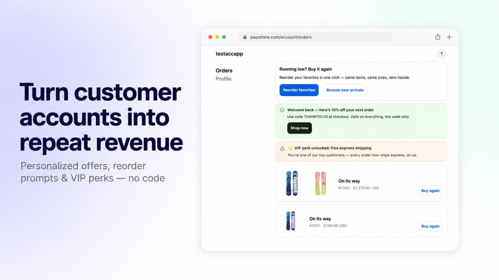 Turn customer accounts into repeat revenue