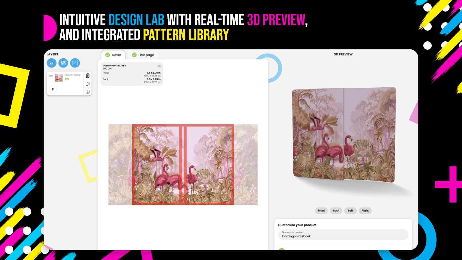 Intuitive Design Lab with 3D preview and pattern library