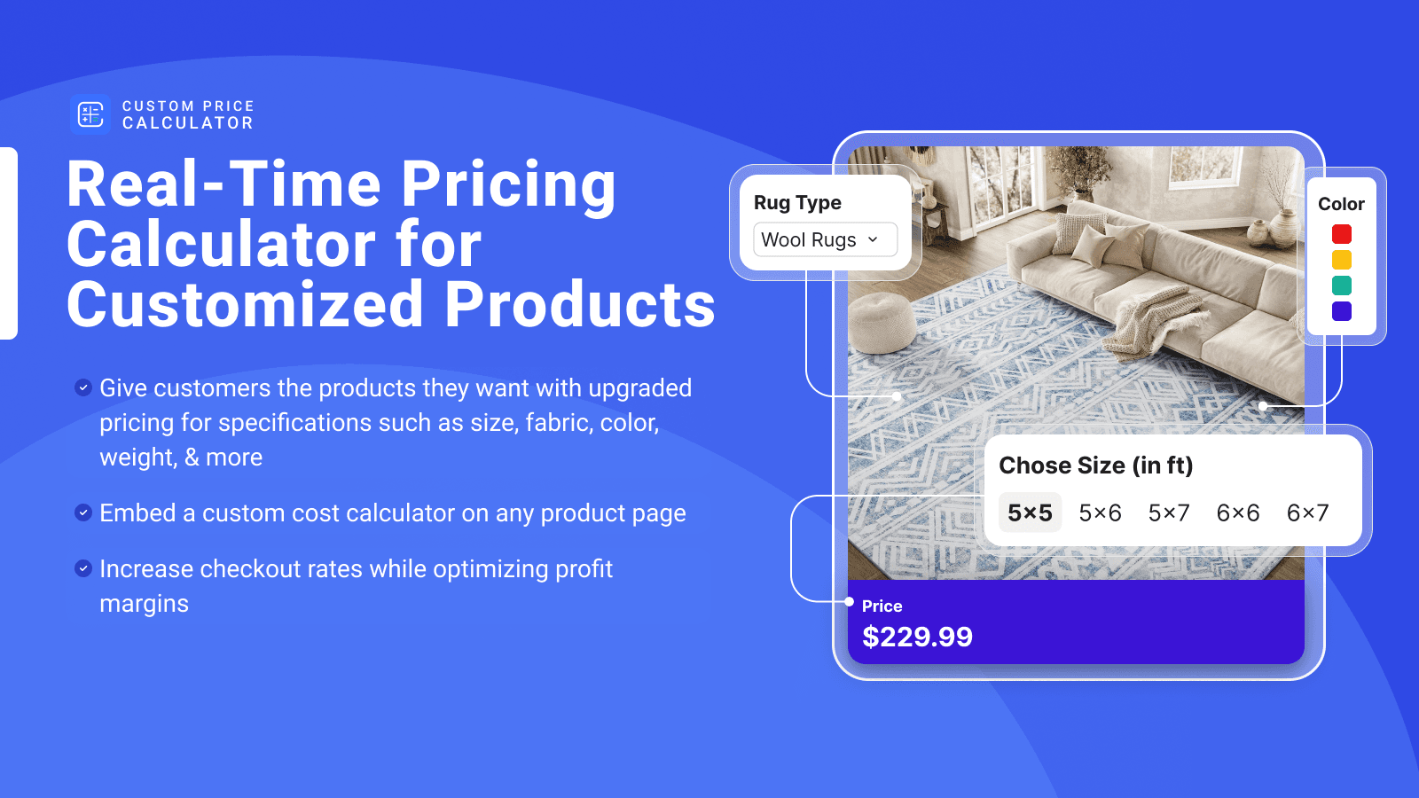 Custom price calculator for customized products