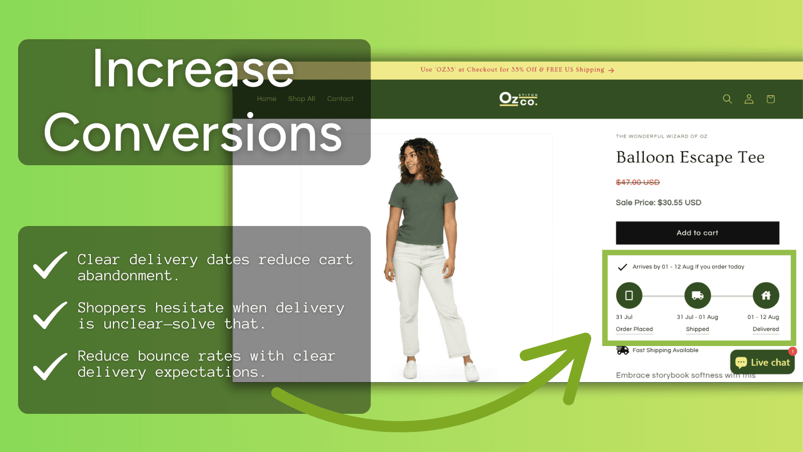 Shipping Times & Delivery Estimation on Desktop
