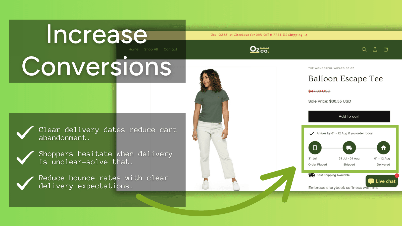 Shipping Times & Delivery Estimation on Desktop