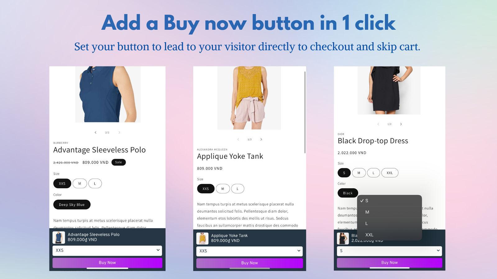 Add a Buy now button in 1 click