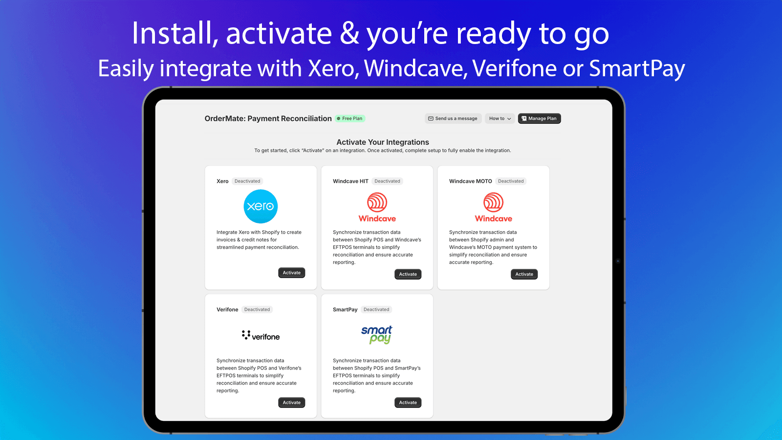 Integrations available from OrderMate