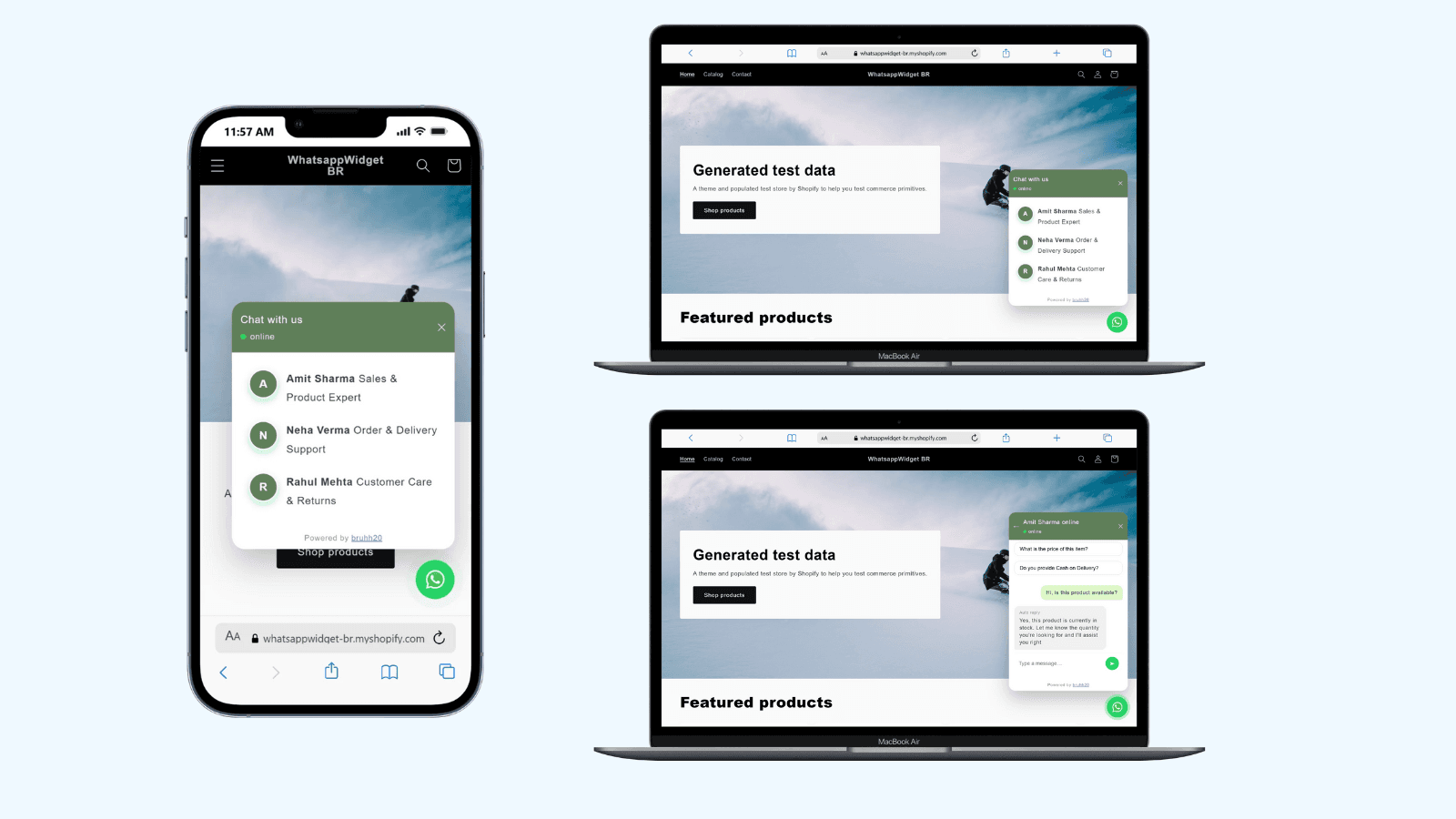 WhatsApp Chat Widget for Shopify store