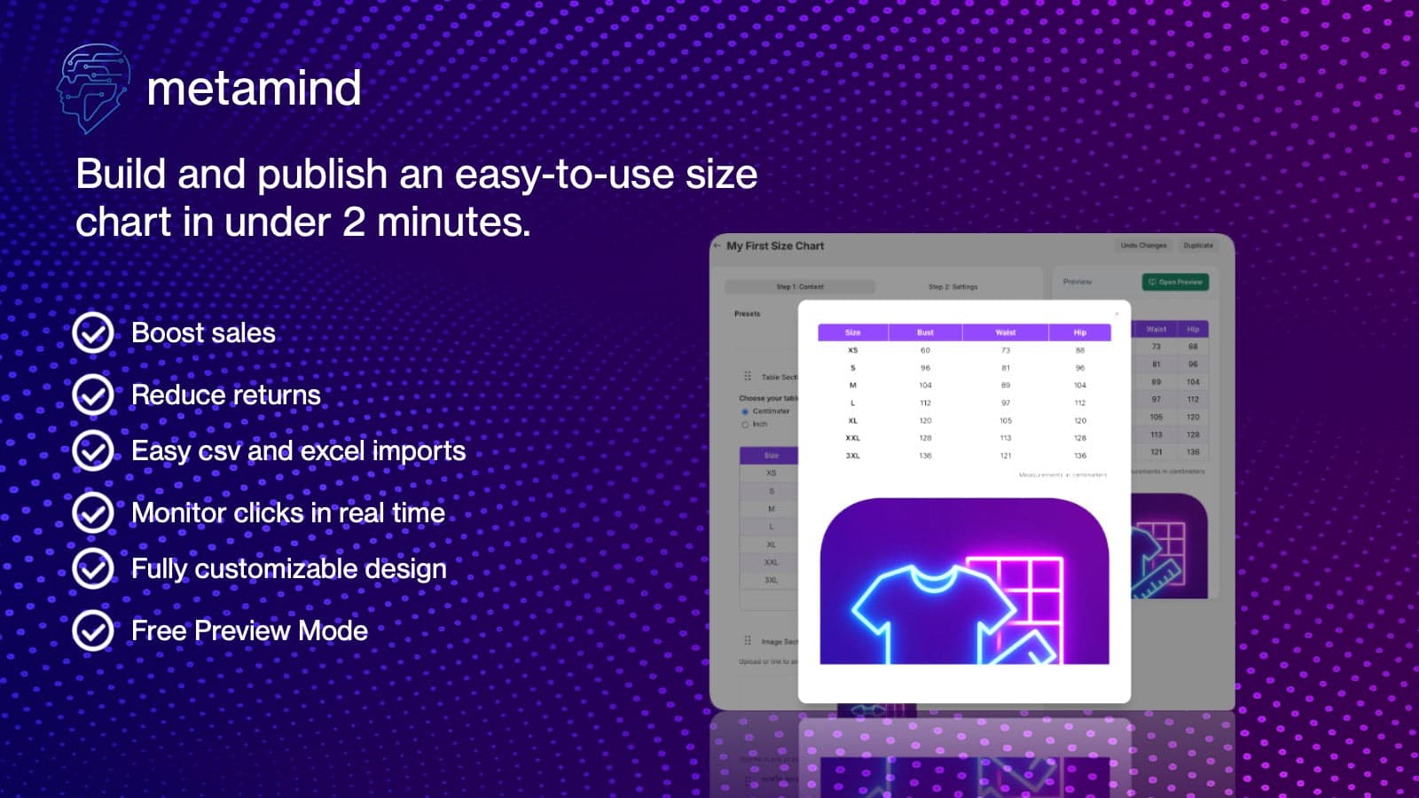 MetaMind Size Chart