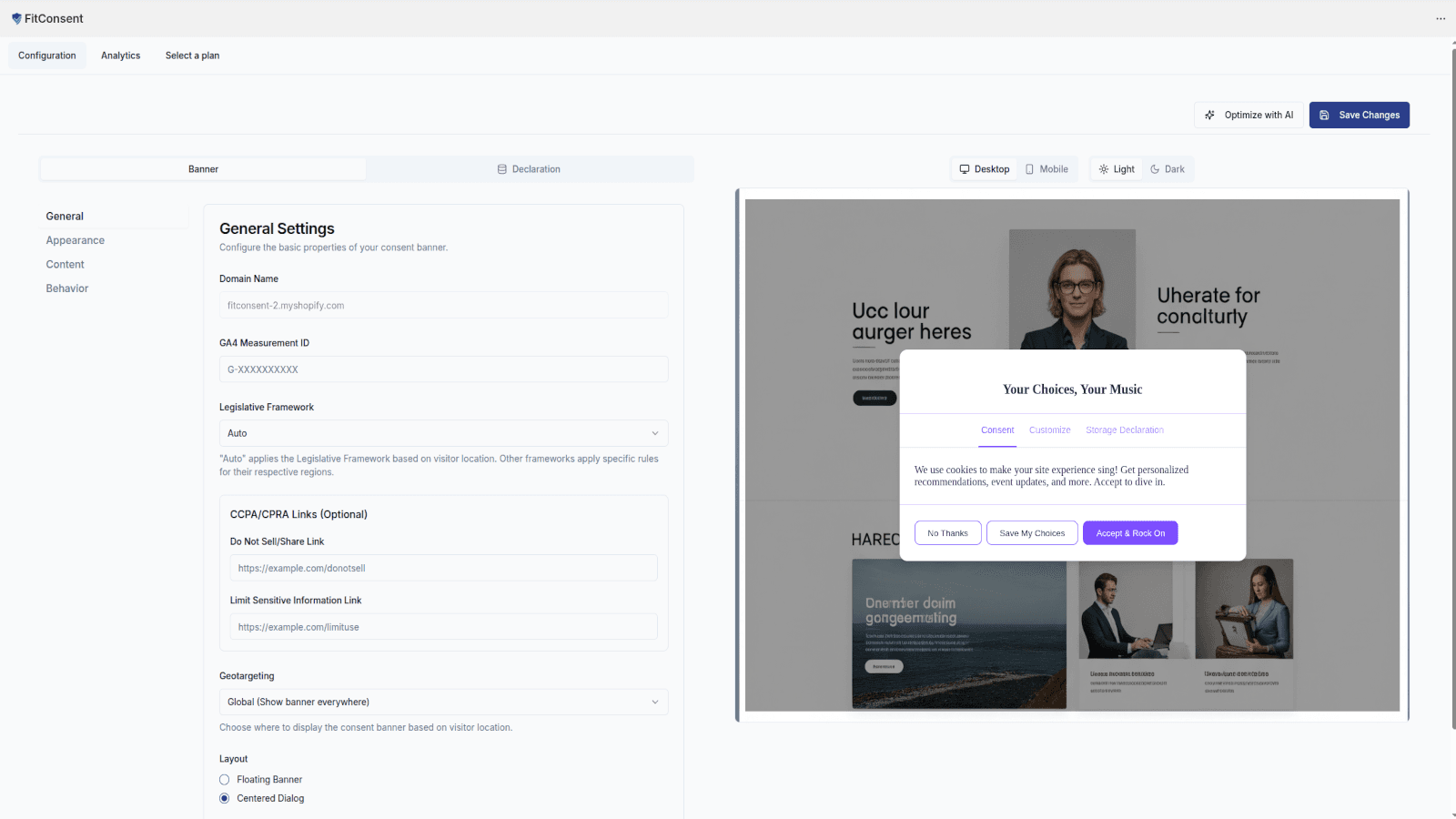 FitConsent: General Settings
