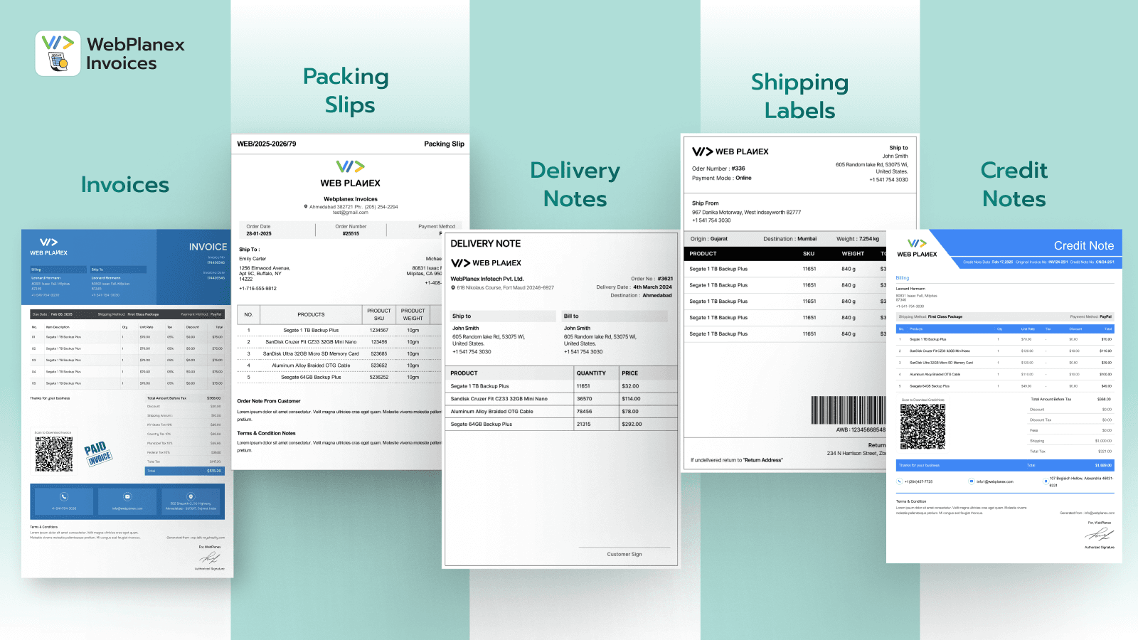 Webplanex: Invoices & Labels