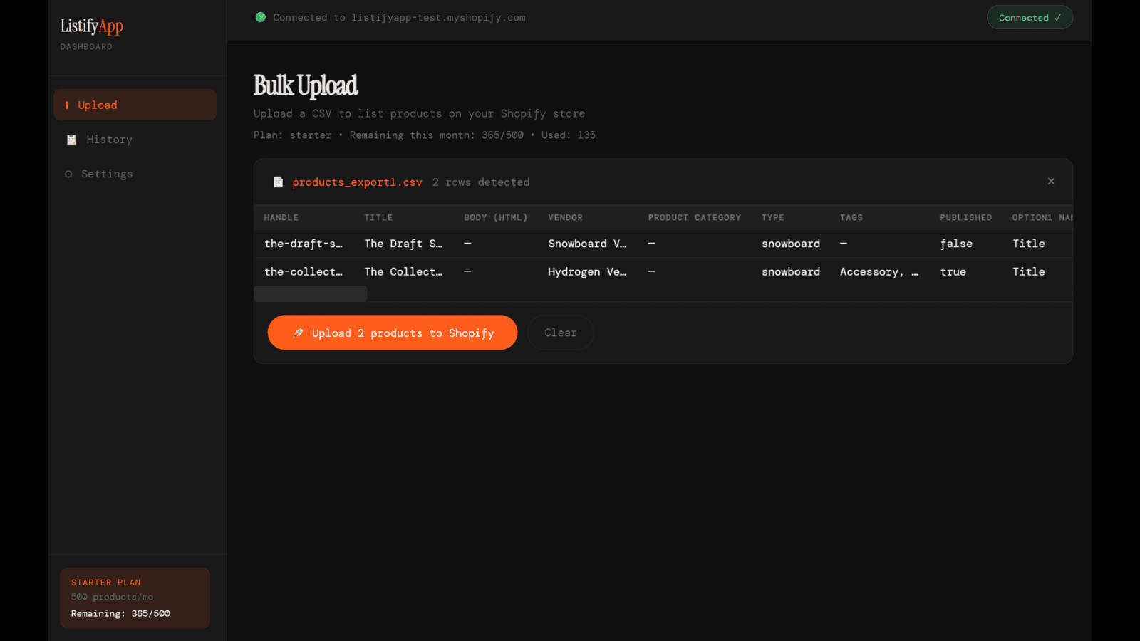 Bulk upload products to Shopify in minutes