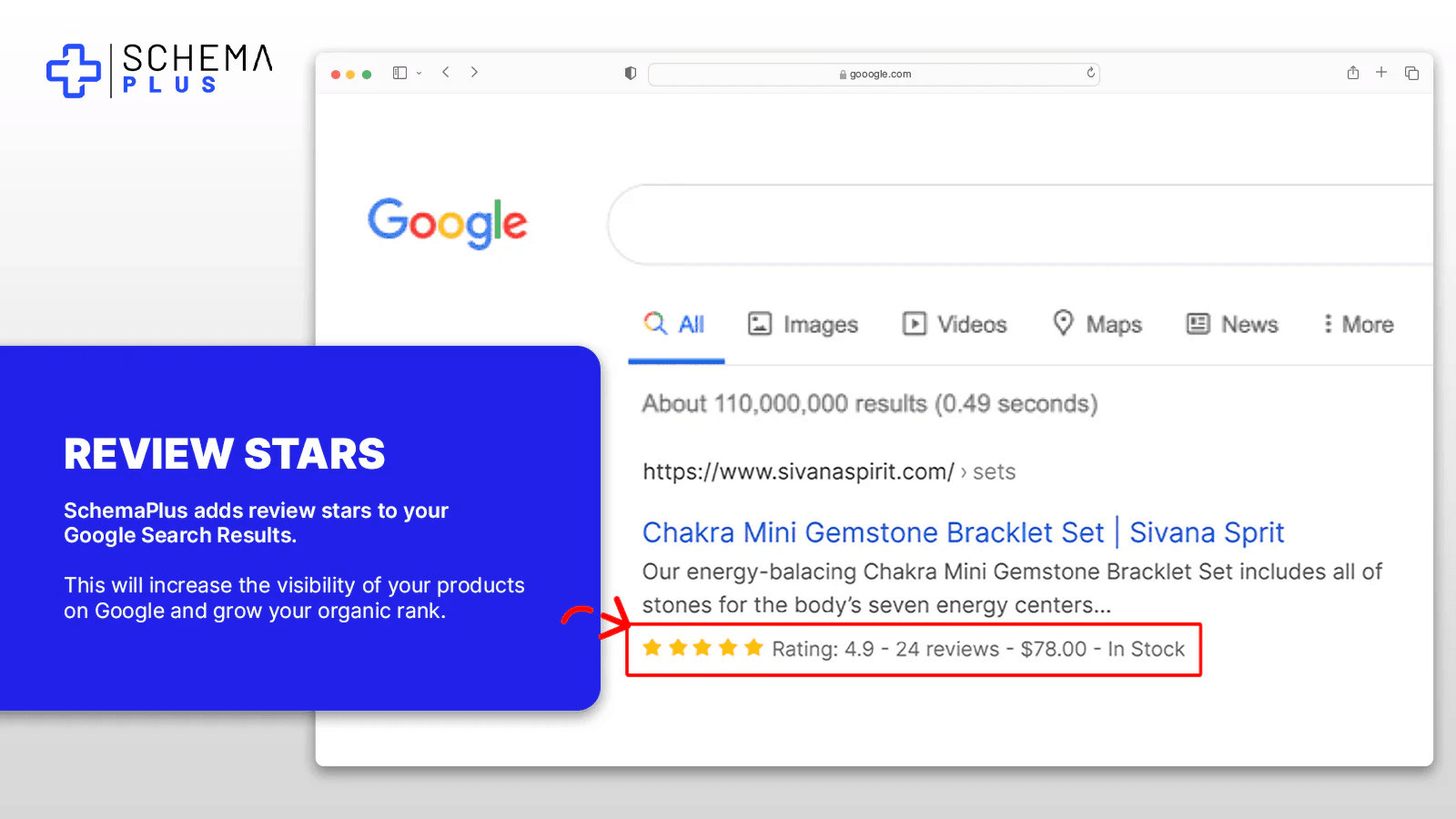 SchemaPlus will add review stars on Google.