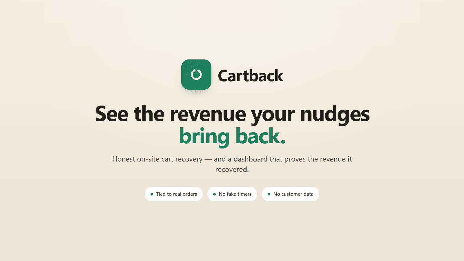 Cartback - see the revenue your nudges bring back