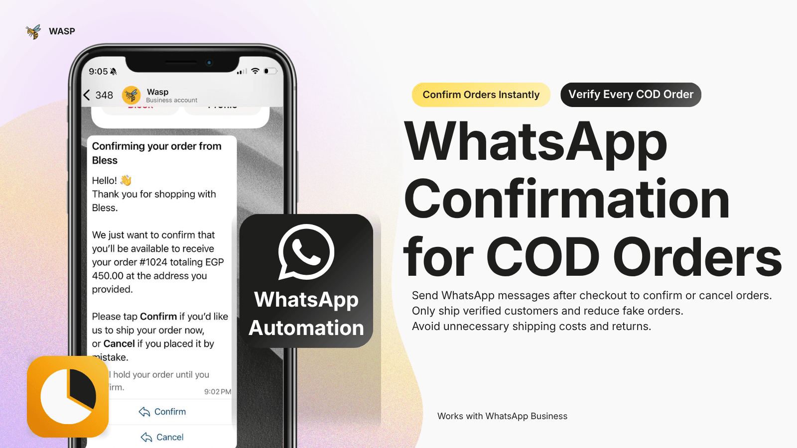 WhatsApp COD order confirmation with confirm/cancel buttons