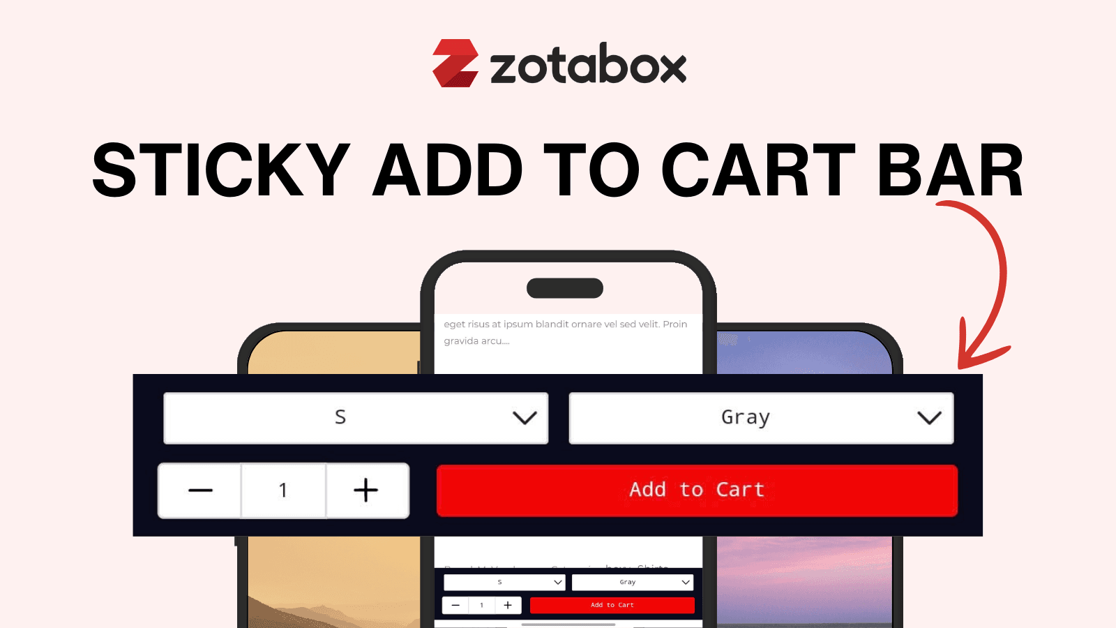 Z Sticky Add to Cart Button showcasing product options and color