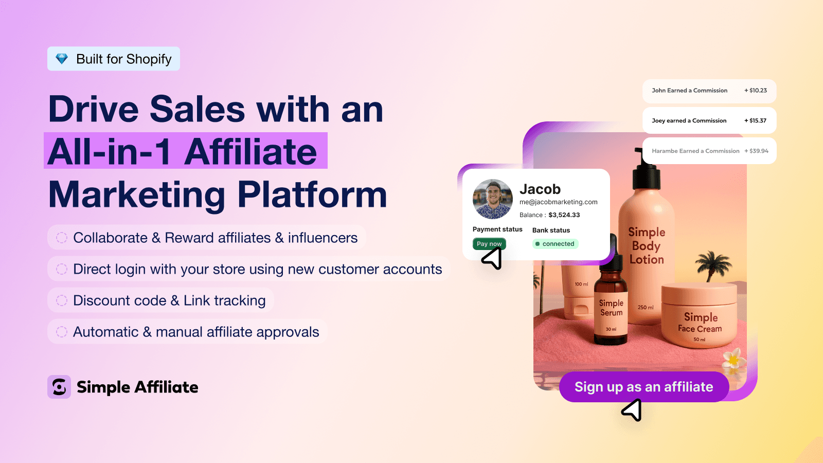 Simple affiliate - grow your store, not your workload.