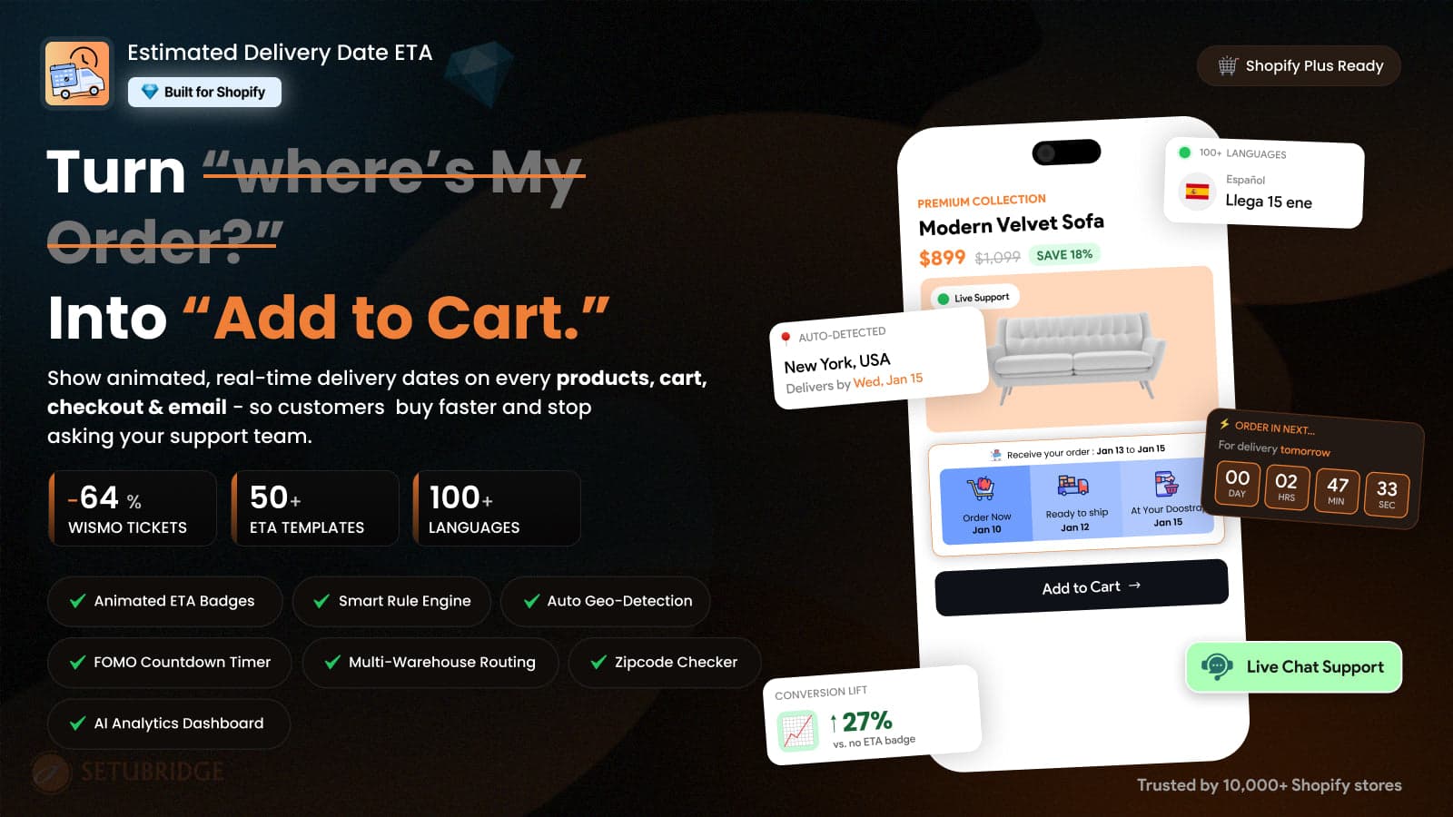 fast estimated delivery date app for shopify stores
