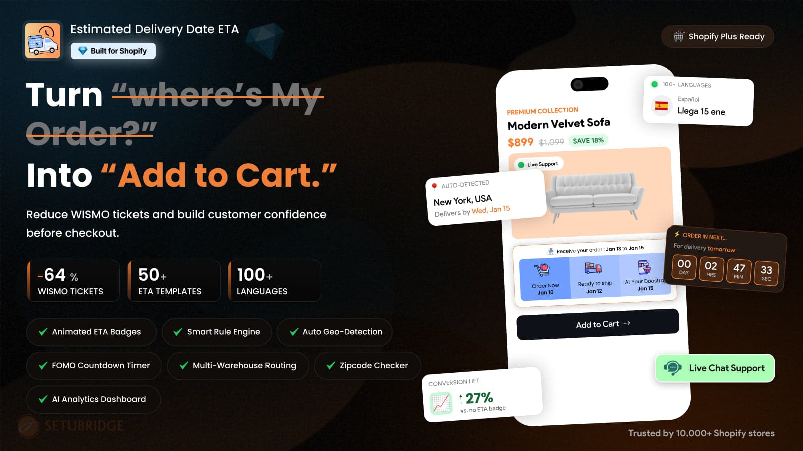 fast estimated delivery date app for shopify stores