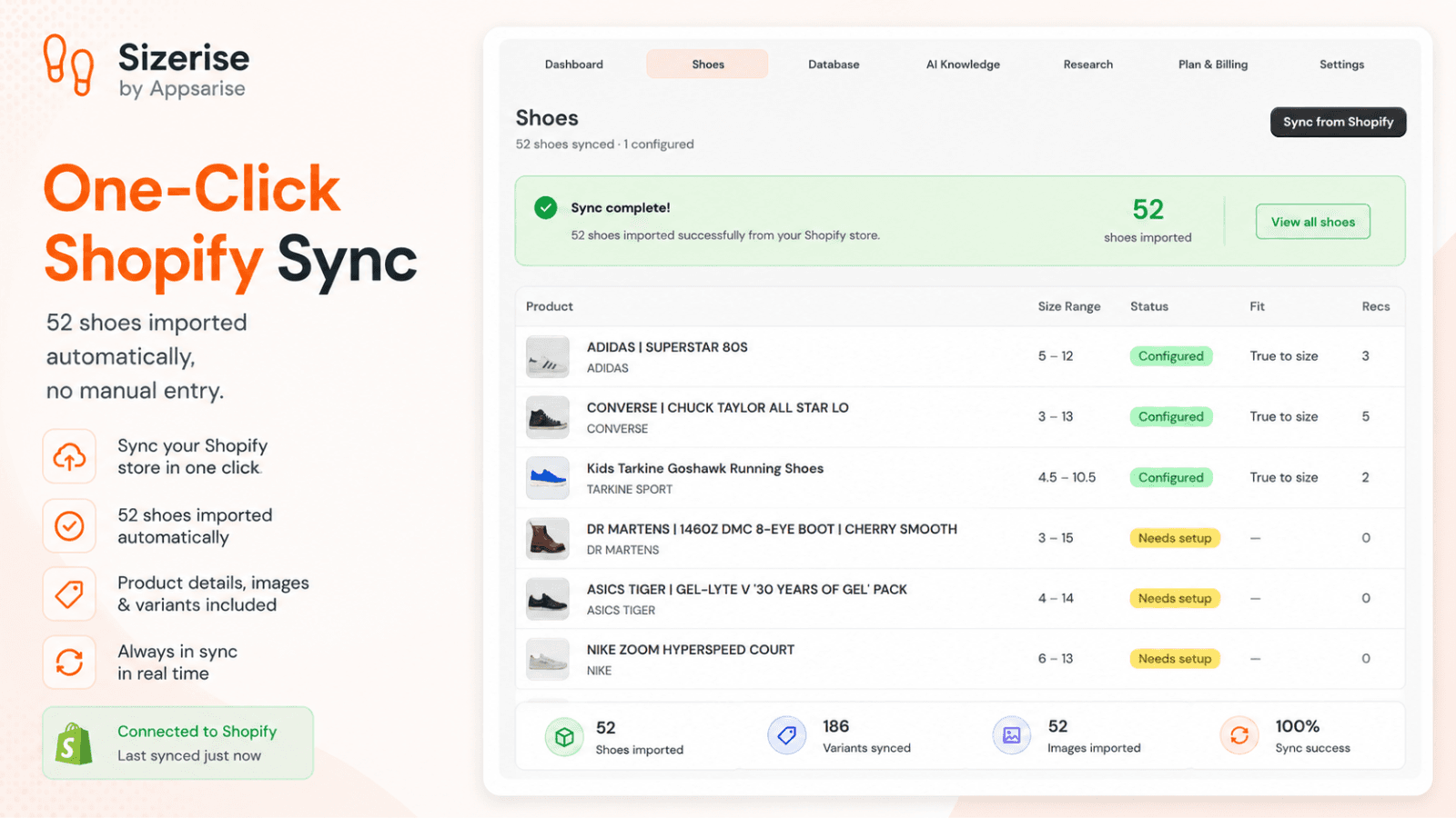 One-click Shopify Sync