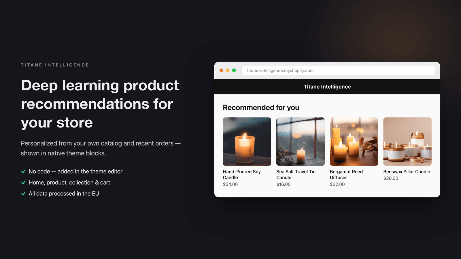 Titane Intelligence — deep learning product recommendations on a
