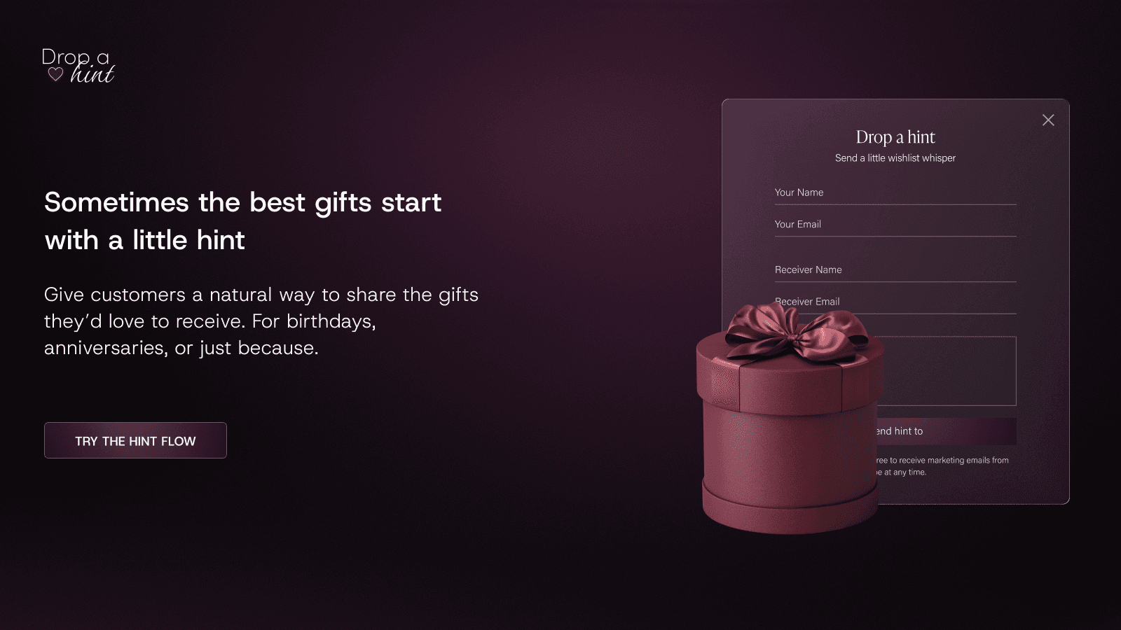 Form for sending hints