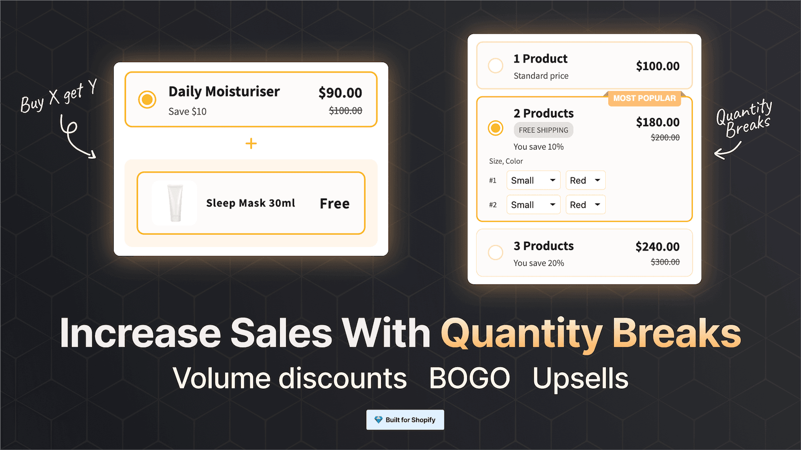 Increase sales with quantity breaks, volume discounts & BOGO