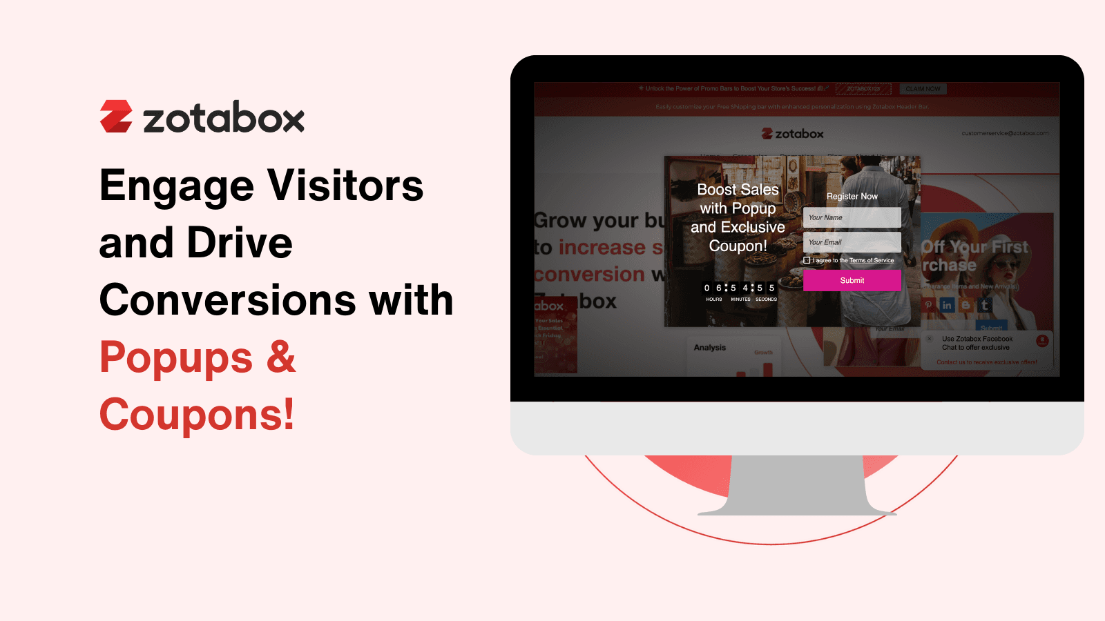Customizable pop-up windows to promote coupons and run promotion