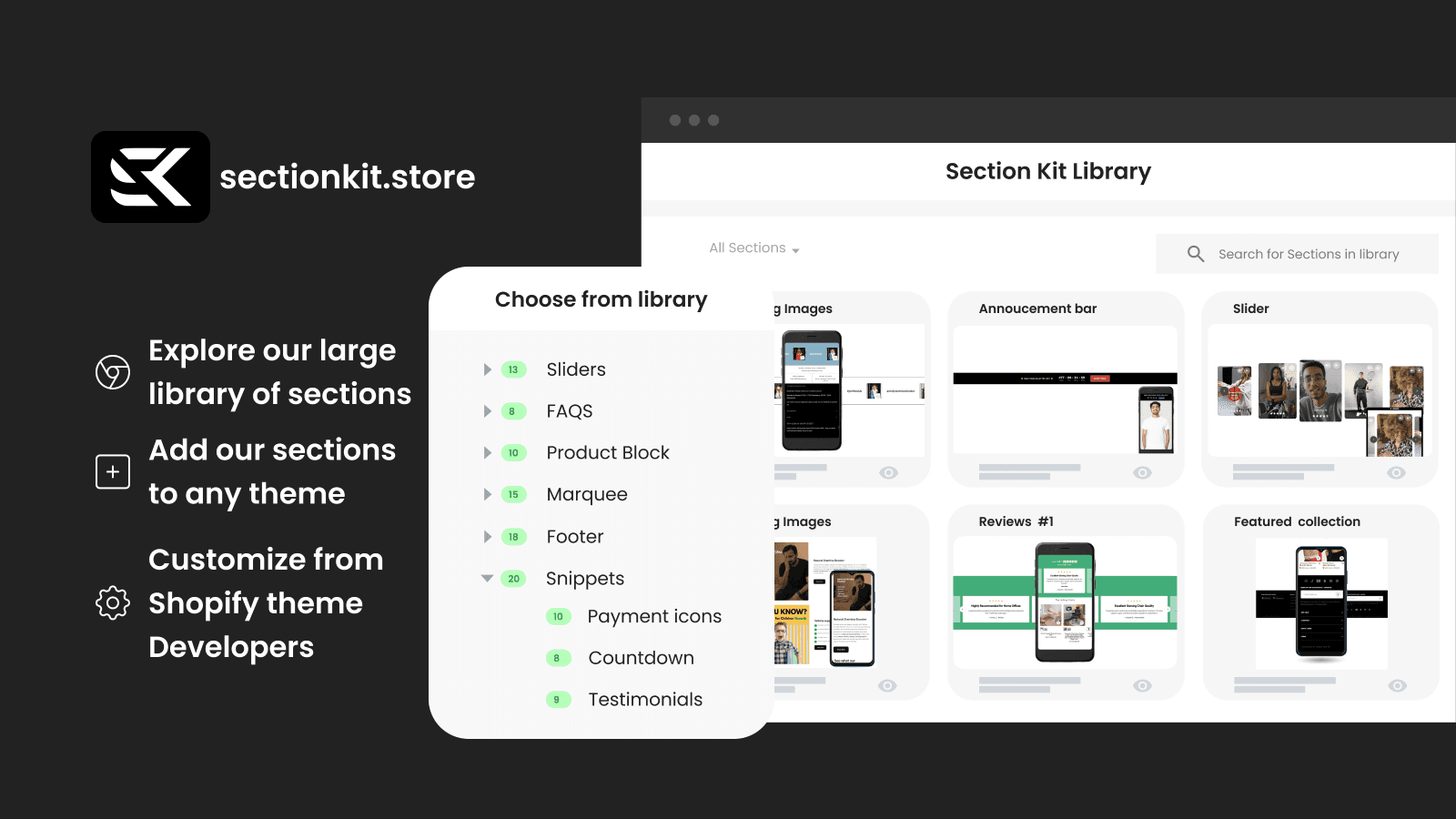 Section Kit Theme Sections Shopify app for custom sections