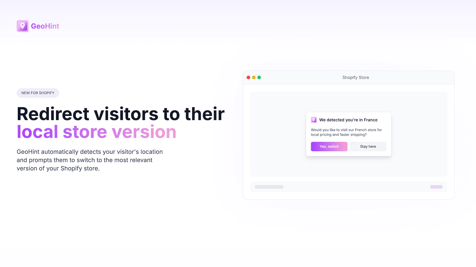 Redirect visitors to their local store version